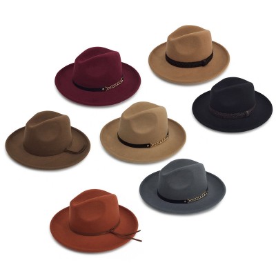 's & 's Wide Brim Fedora Felt Hat With A Band (7 Color Option)   eb-38756915